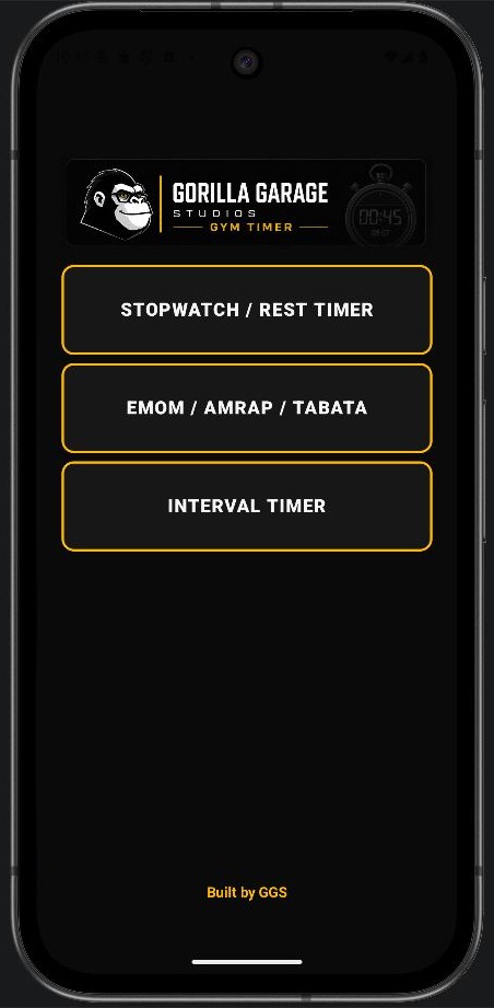 Gym Timer main menu screen