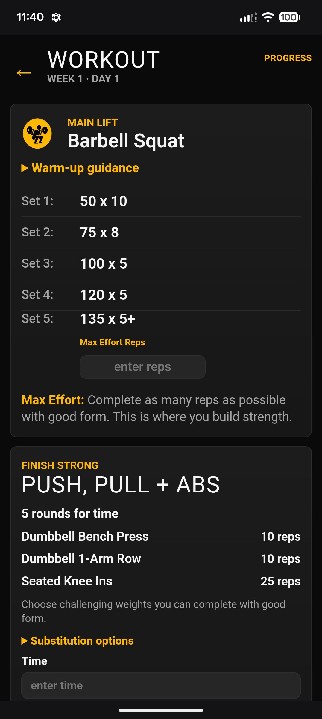 Skinny to Strong progress screen